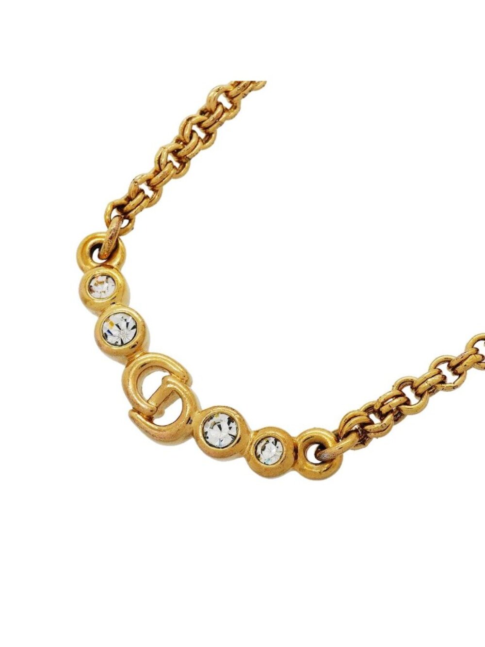 Dior Necklace CD Logo Gold Plated Rhinestone